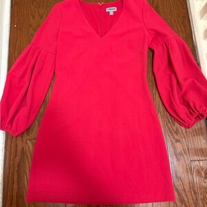 Chelsea28 red V-neck shift dress with balloon sleeves size 2